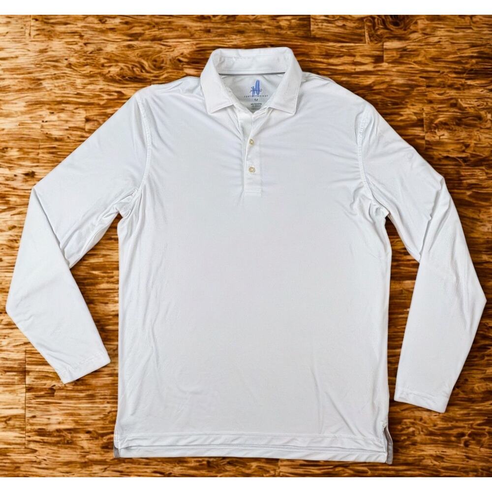 Johnnie-O Featherweight Golf Polo Shirt White Long Sleeve UPF 50 Men’s L